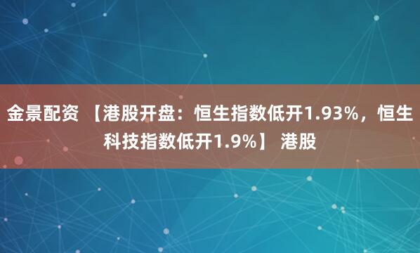 金景配资 【港股开盘：恒生指数低开1.93%，恒生科技指数低开1.9%】 港股